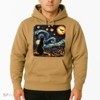 Halloween Van Gogh Starry Night Black Cat Pumpkins Bats Hoodie thumb 2