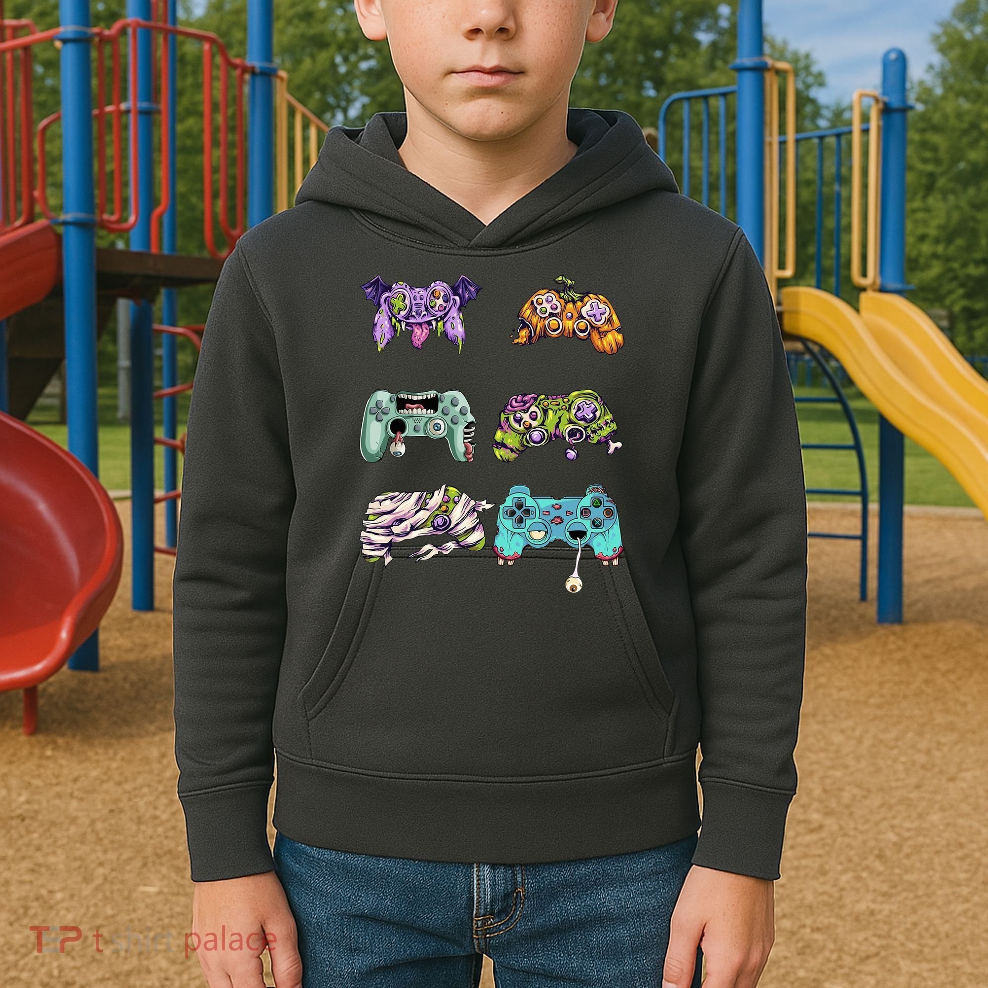 Halloween Video Gaming Controller Kids Hoodie