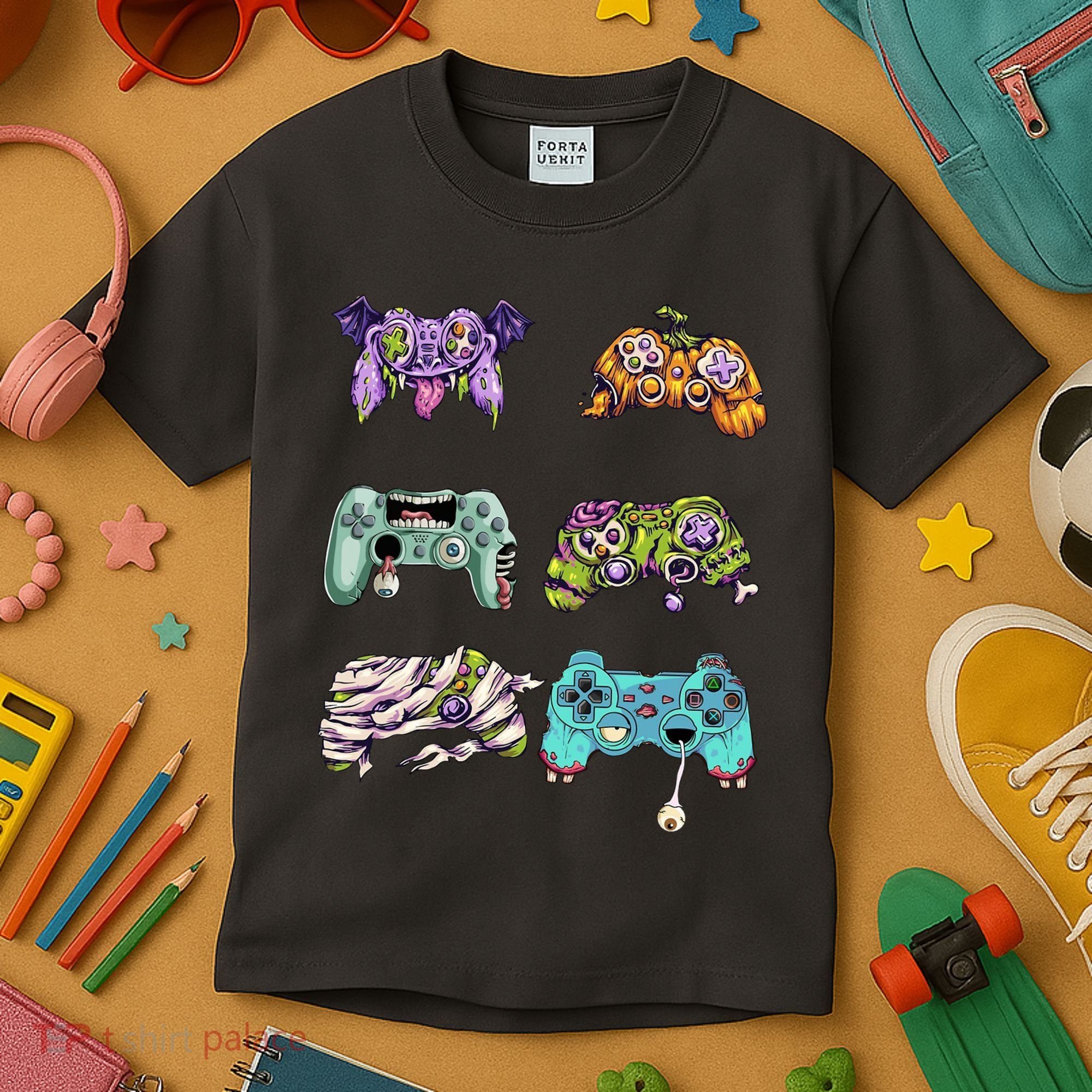 Halloween Video Gaming Controller Kids T-Shirt