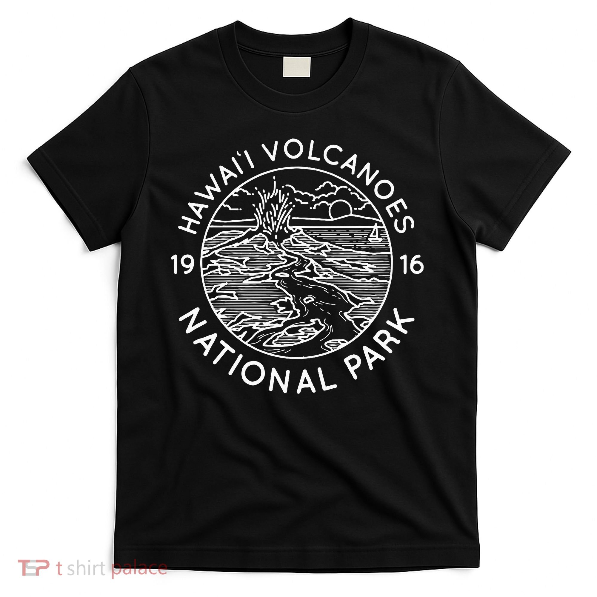 Hawaii Volcanoes National Park Cool White Line Art Outdoor T-Shirt