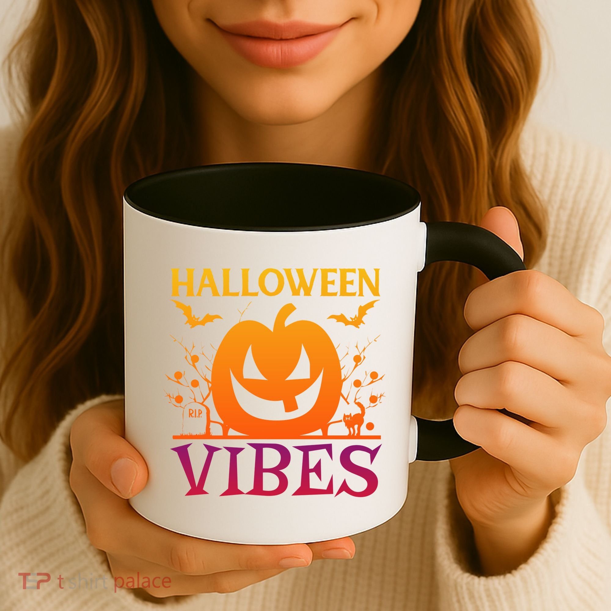 Halloween Vibes Pumpkin Halloween Quote Coffee Mug