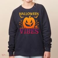 Halloween Vibes Pumpkin Halloween Quote Women's Sweatshirt thumb 0