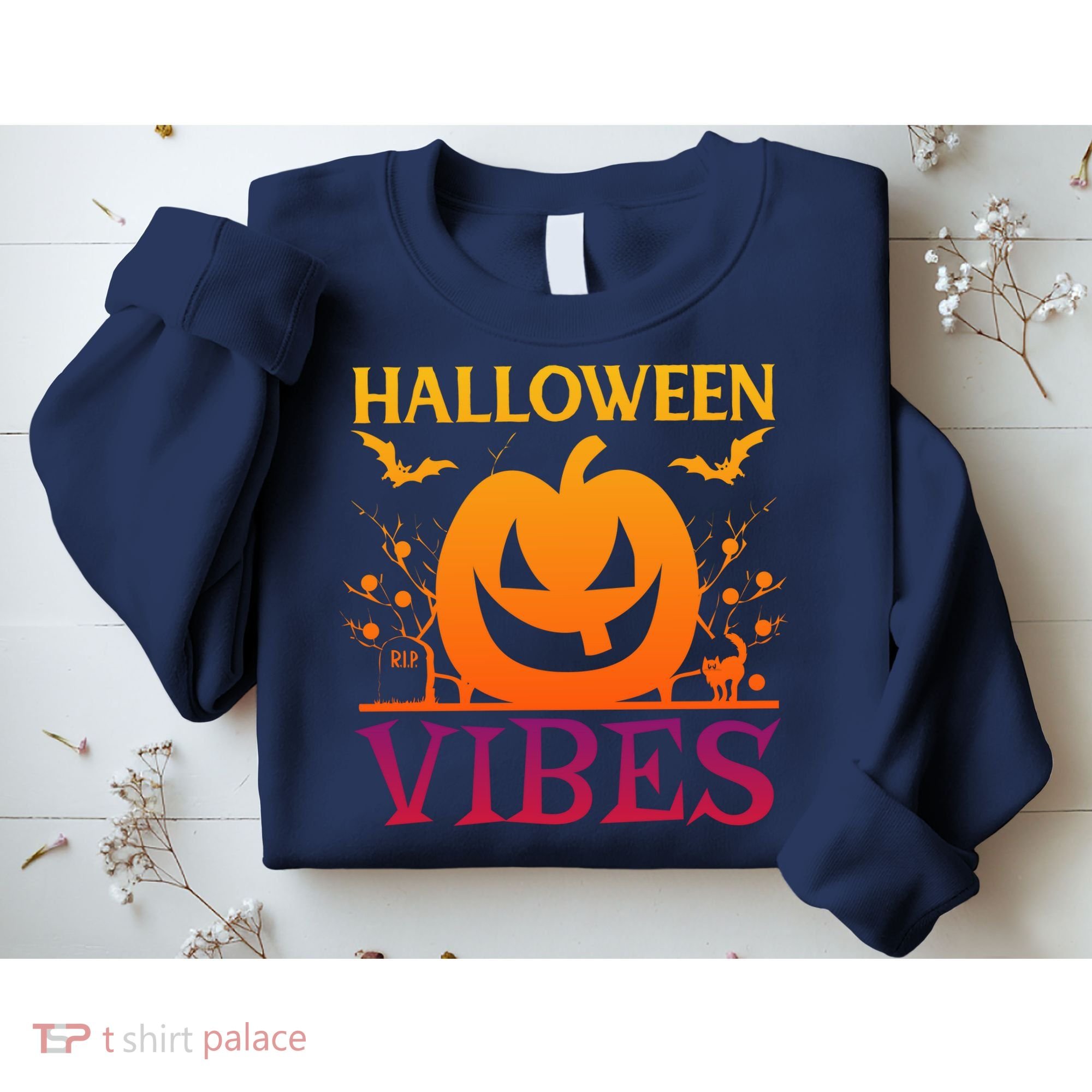 Halloween Vibes Pumpkin Halloween Quote Sweatshirt