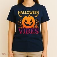 Halloween Vibes Pumpkin Halloween Quote T-Shirt thumb 4