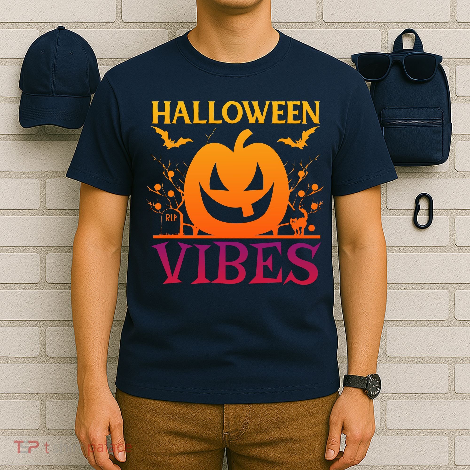 Halloween Vibes Pumpkin Halloween Quote T-Shirt