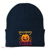 Halloween Vibes Pumpkin Halloween Quote Beanie thumb 0