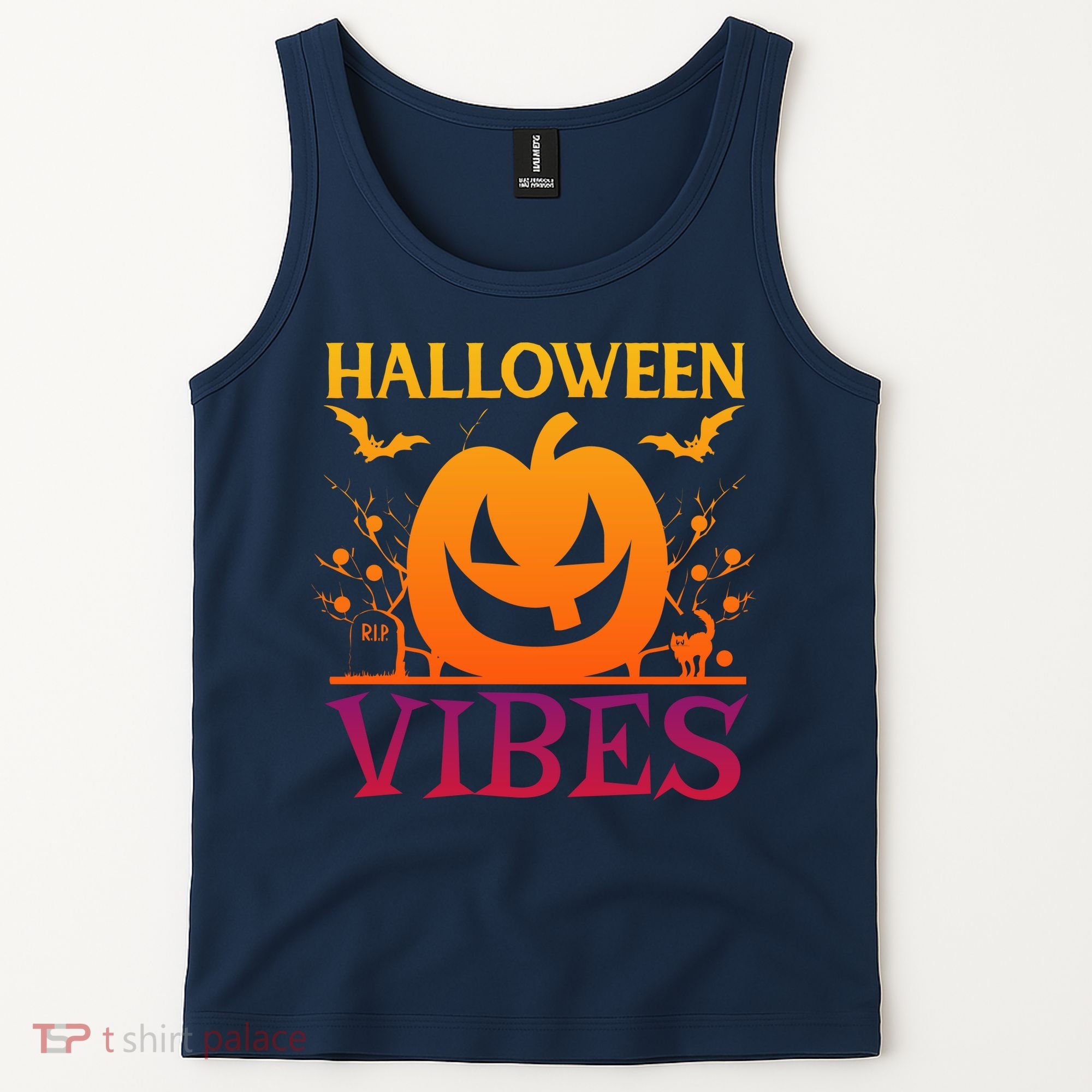 Halloween Vibes Pumpkin Halloween Quote Tank Top