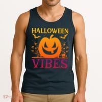 Halloween Vibes Pumpkin Halloween Quote Tank Top thumb 3