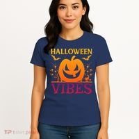 Halloween Vibes Pumpkin Halloween Quote Women's T-Shirt thumb 4