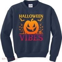 Halloween Vibes Pumpkin Halloween Quote Kids Sweatshirt thumb 0
