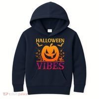 Halloween Vibes Pumpkin Halloween Quote Kids Hoodie thumb 0