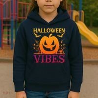 Halloween Vibes Pumpkin Halloween Quote Kids Hoodie thumb 3