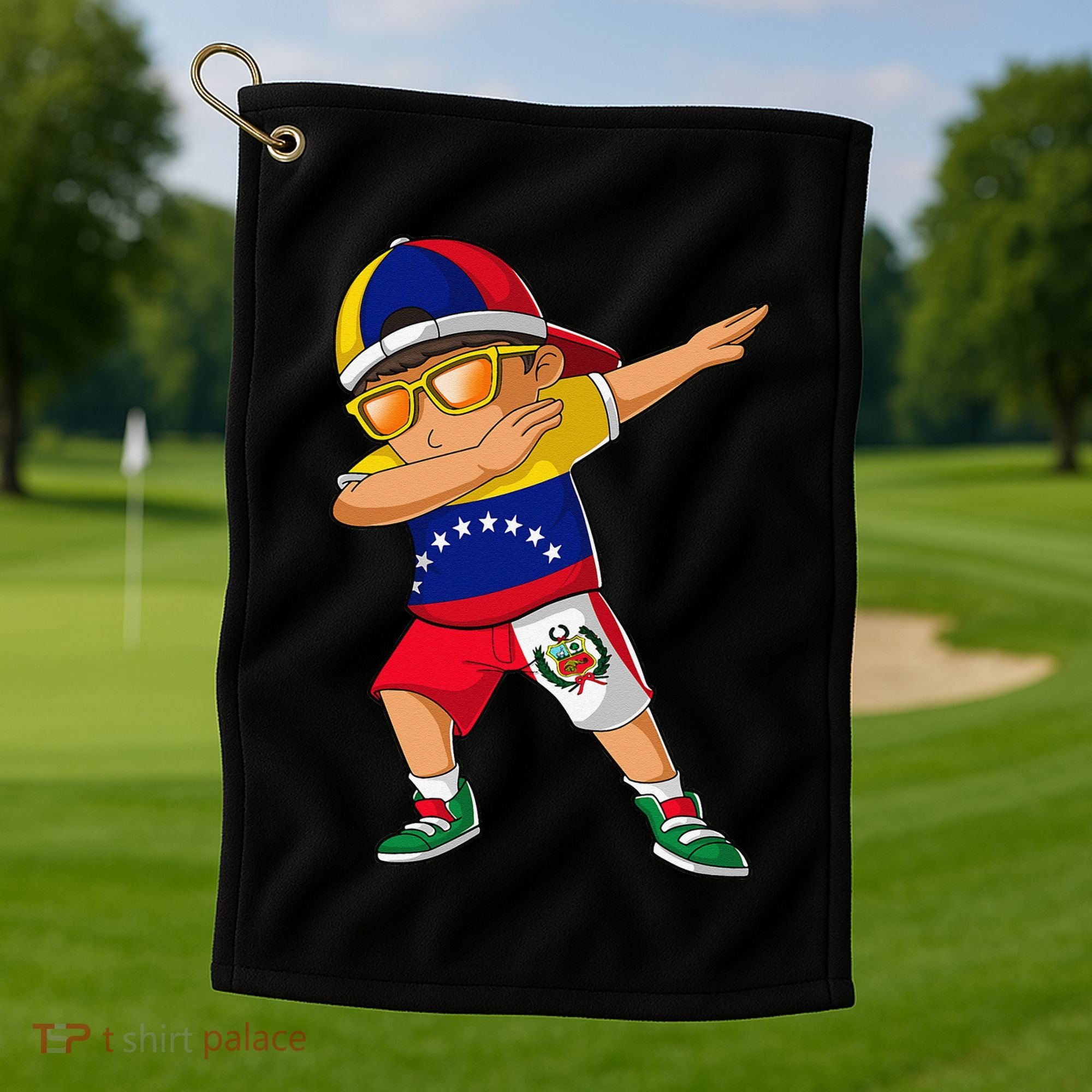 Half Venezuelan Peruvian Venezuela Peru Flag Golf Towel