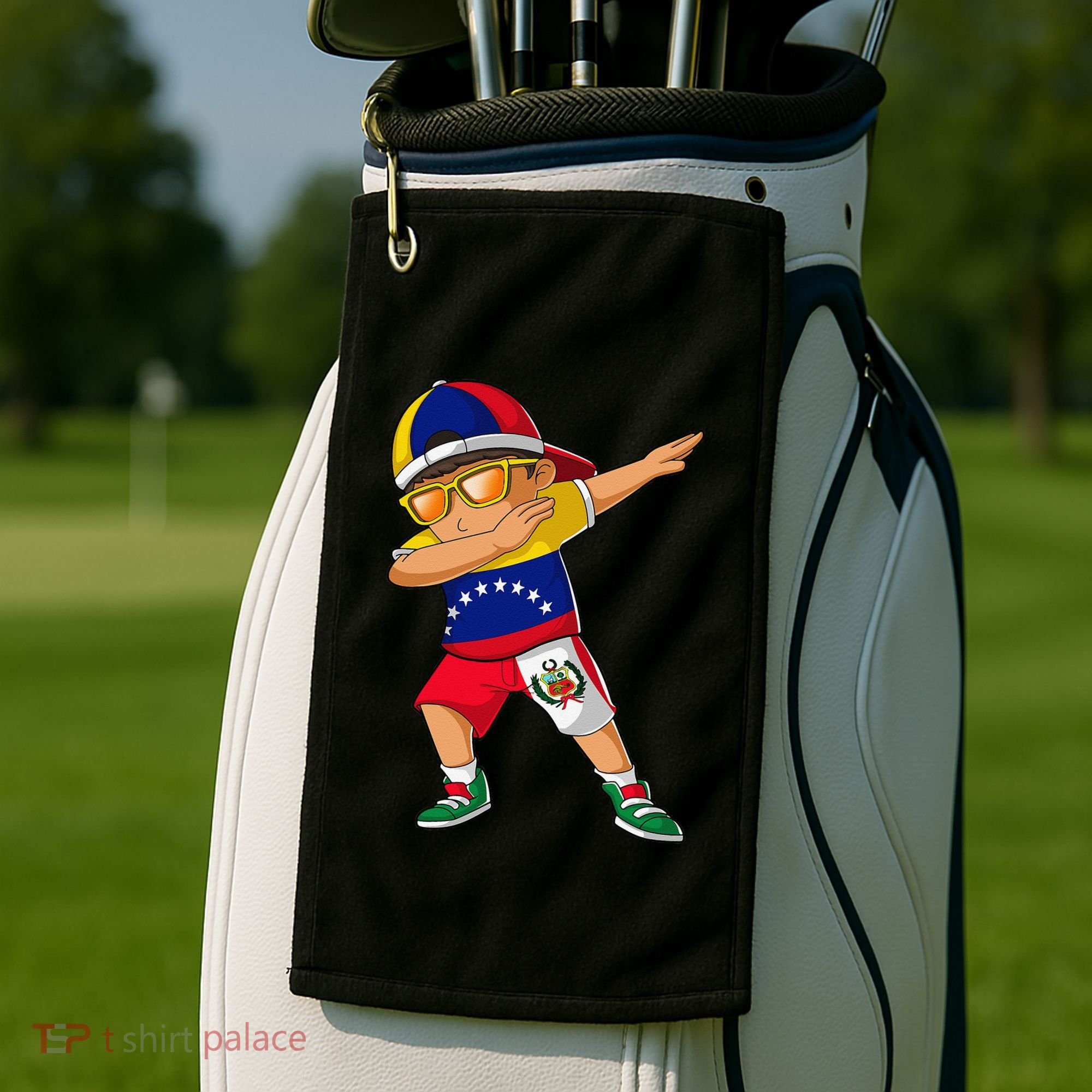 Half Venezuelan Peruvian Venezuela Peru Flag Golf Towel