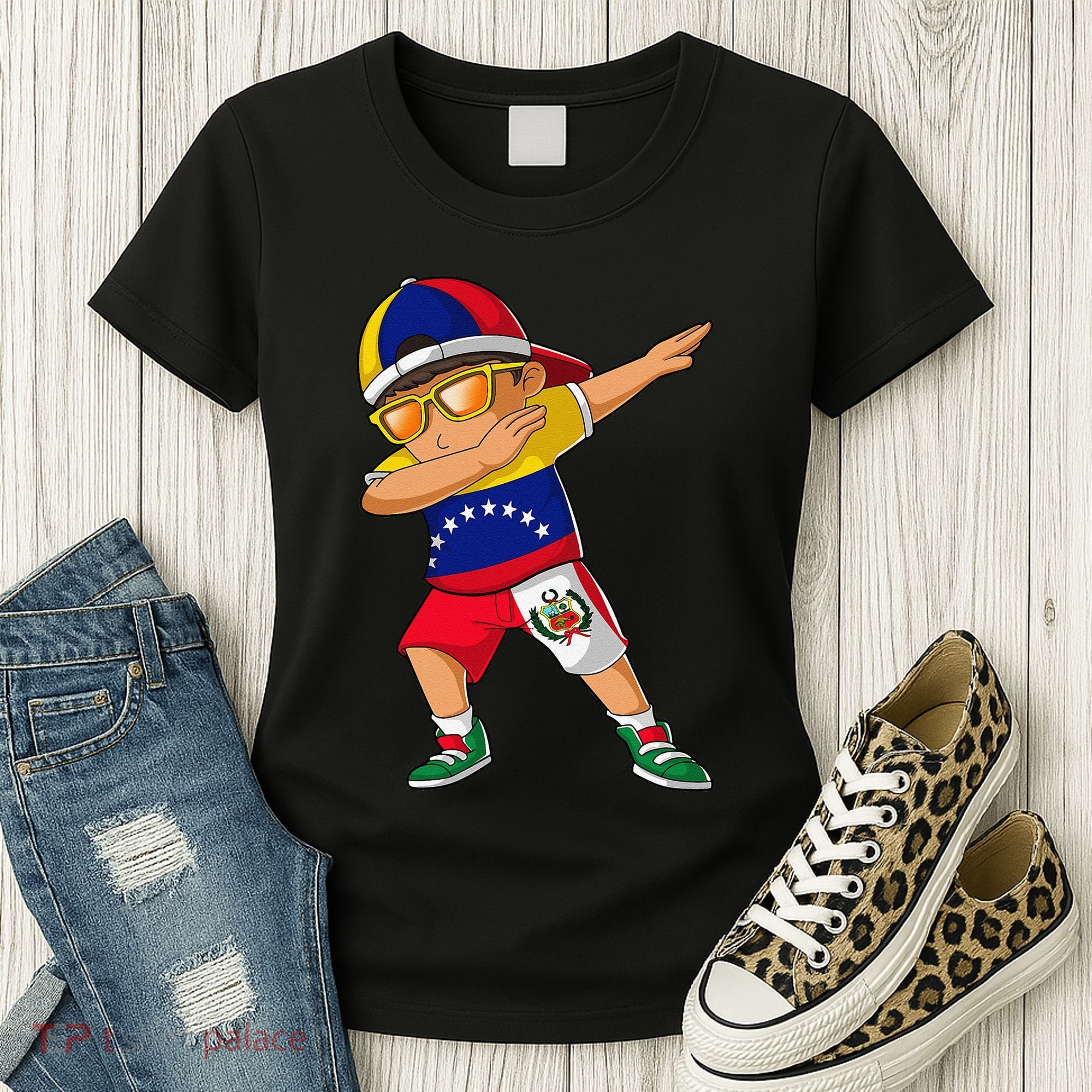 Half Venezuelan Peruvian Venezuela Peru Flag Women's T-Shirt
