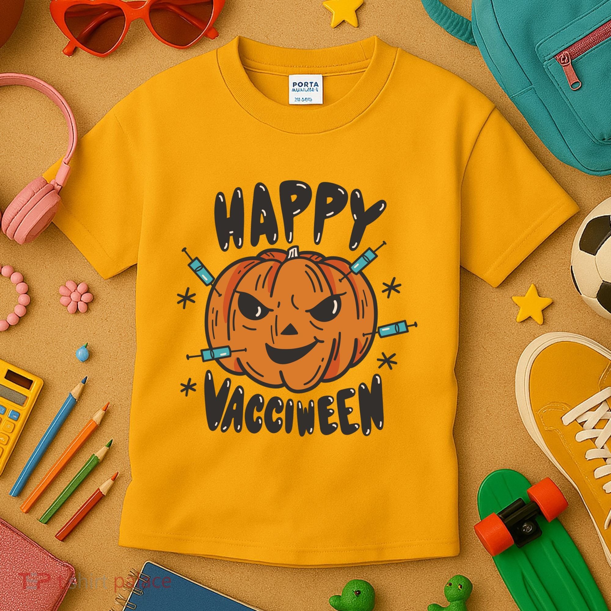 Happy Vacciween Pumpkin Kids T-Shirt
