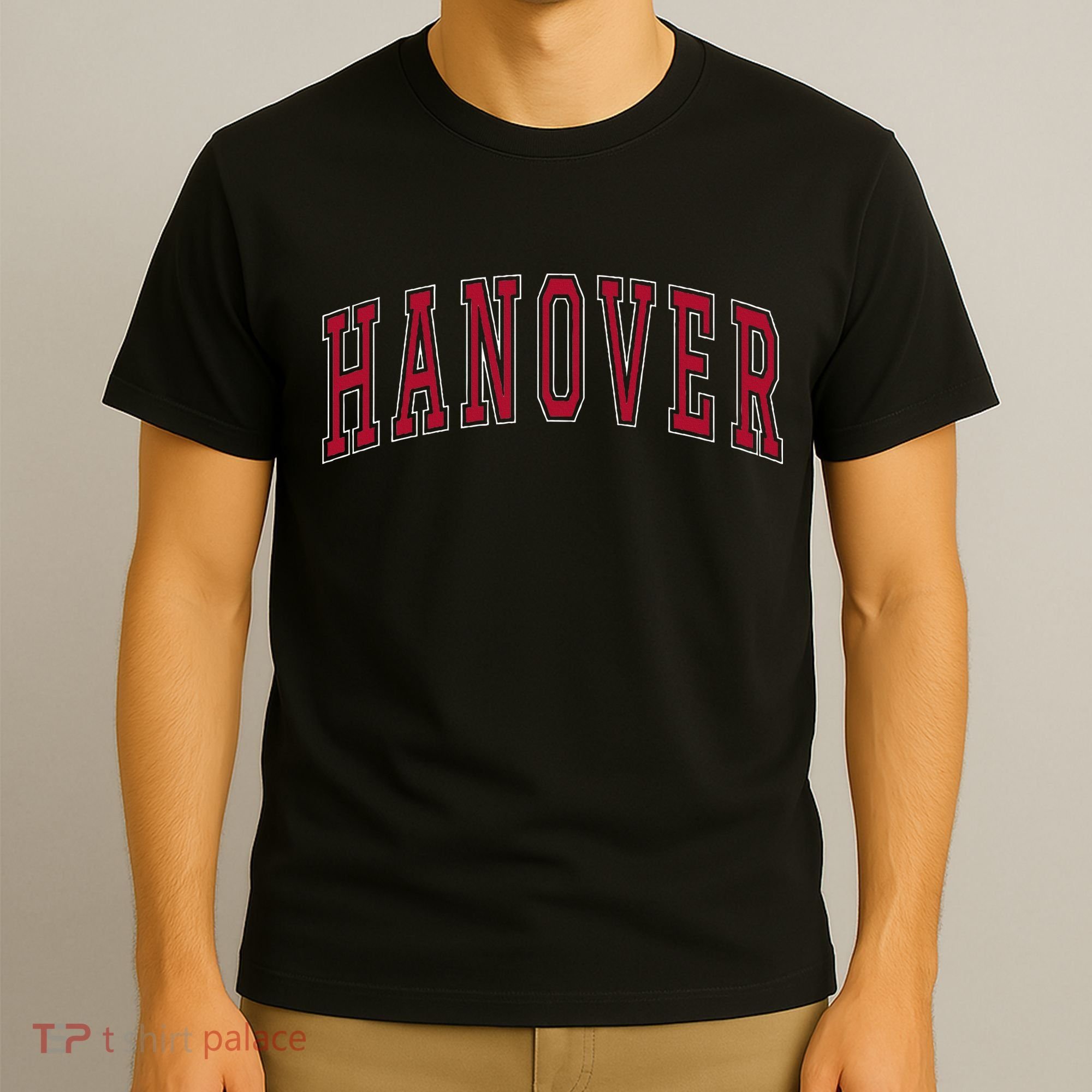 Hanover Virginia Souvenir College Style Red Text T-Shirt