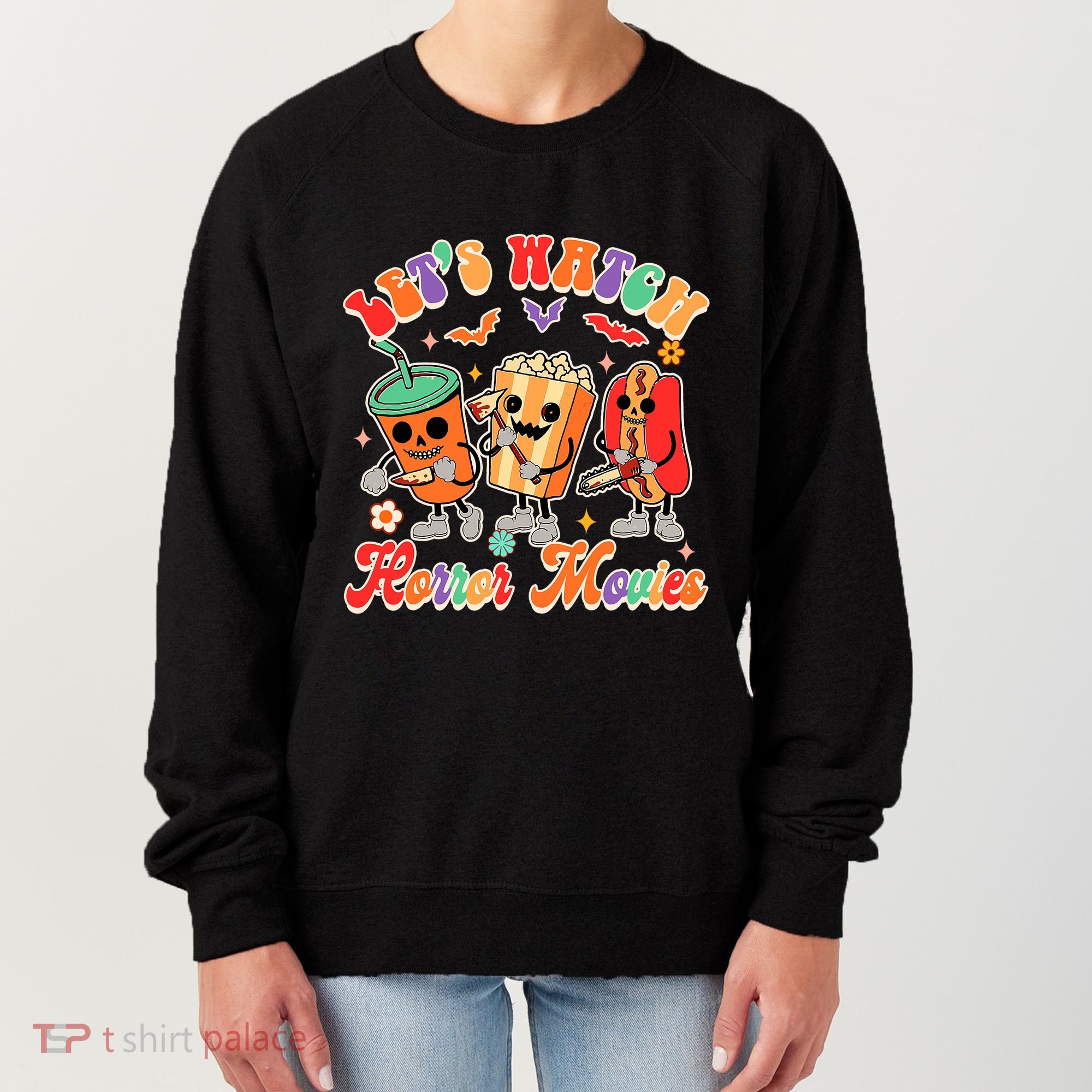 Halloween Vibes Spooky Vibes Funny Lets Watch Horror Movies Women's Sweatshirt