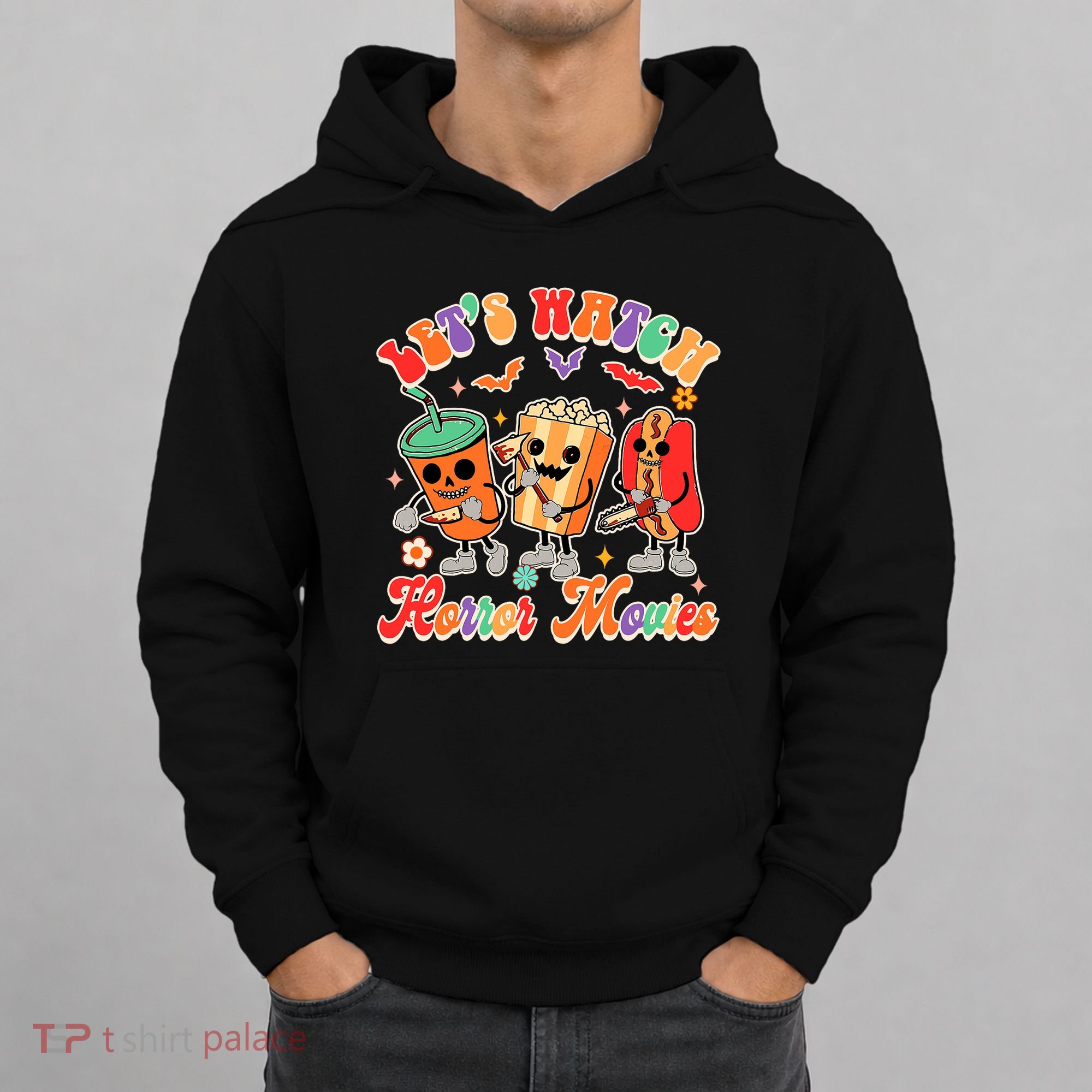 Halloween Vibes Spooky Vibes Funny Lets Watch Horror Movies Hoodie