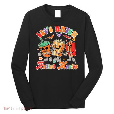 Halloween Vibes Spooky Vibes Funny Lets Watch Horror Movies Long Sleeve Shirt