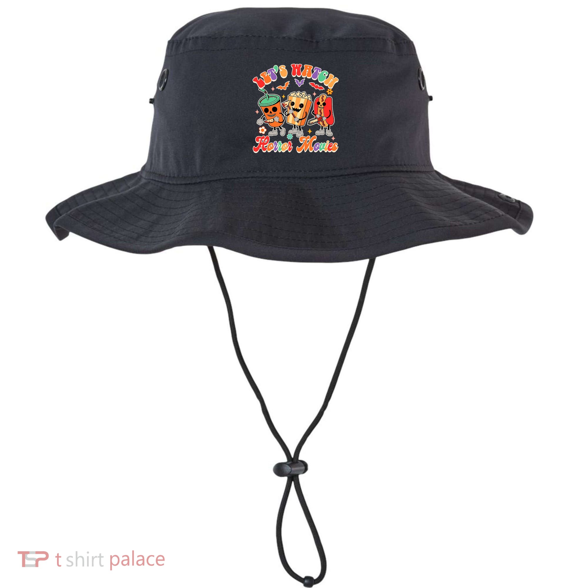 Halloween Vibes Spooky Vibes Funny Lets Watch Horror Movies Bucket Hat