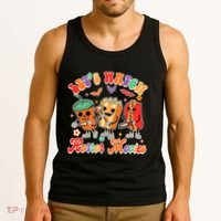 Halloween Vibes Spooky Vibes Funny Lets Watch Horror Movies Tank Top thumb 3
