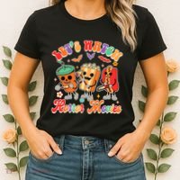 Halloween Vibes Spooky Vibes Funny Lets Watch Horror Movies Women's T-Shirt thumb 2