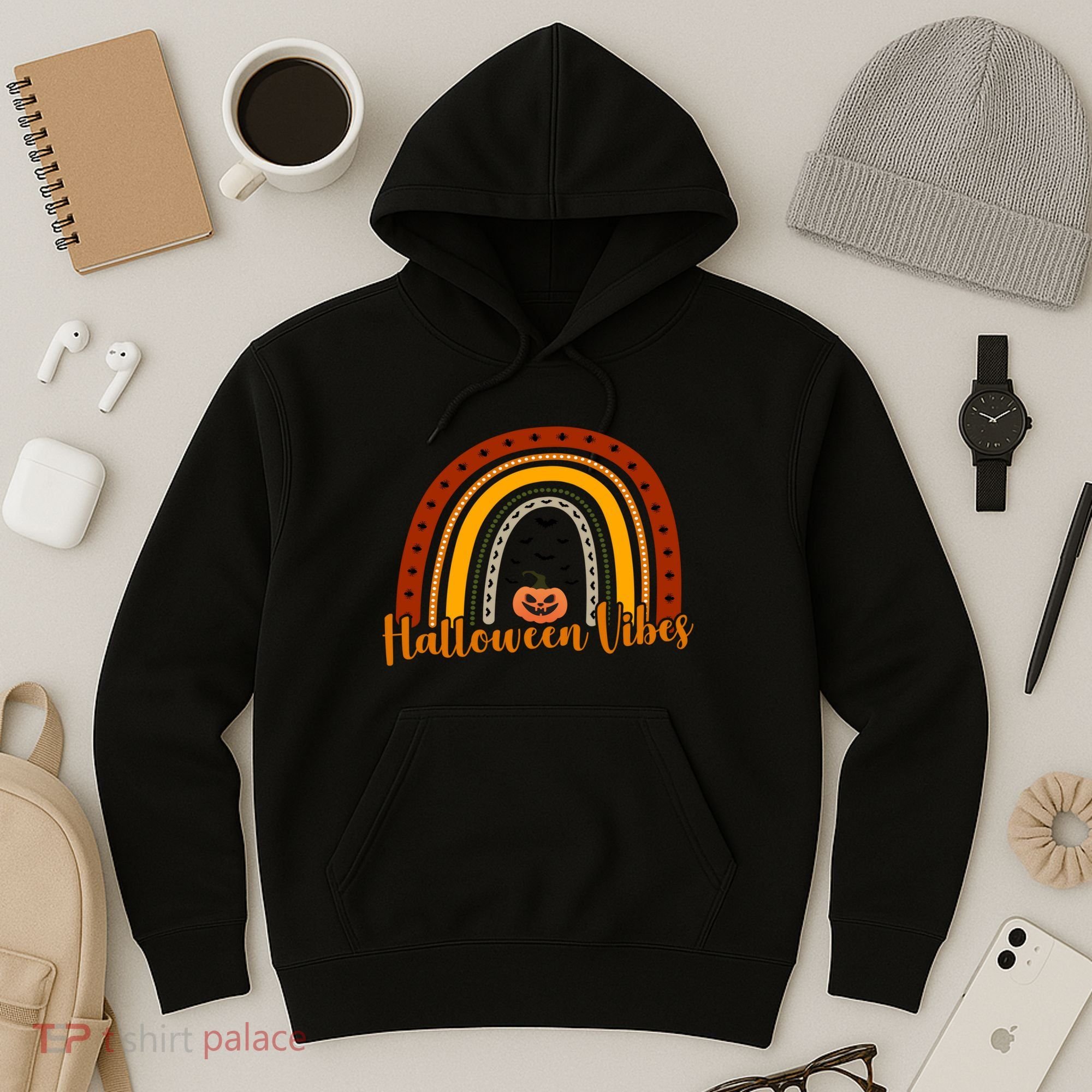 Halloween Vibes Spooky Rainbow Hoodie