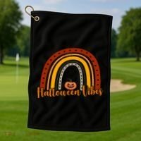 Halloween Vibes Spooky Rainbow Golf Towel thumb 1