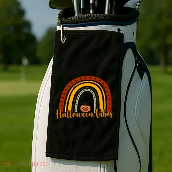 Halloween Vibes Spooky Rainbow Golf Towel