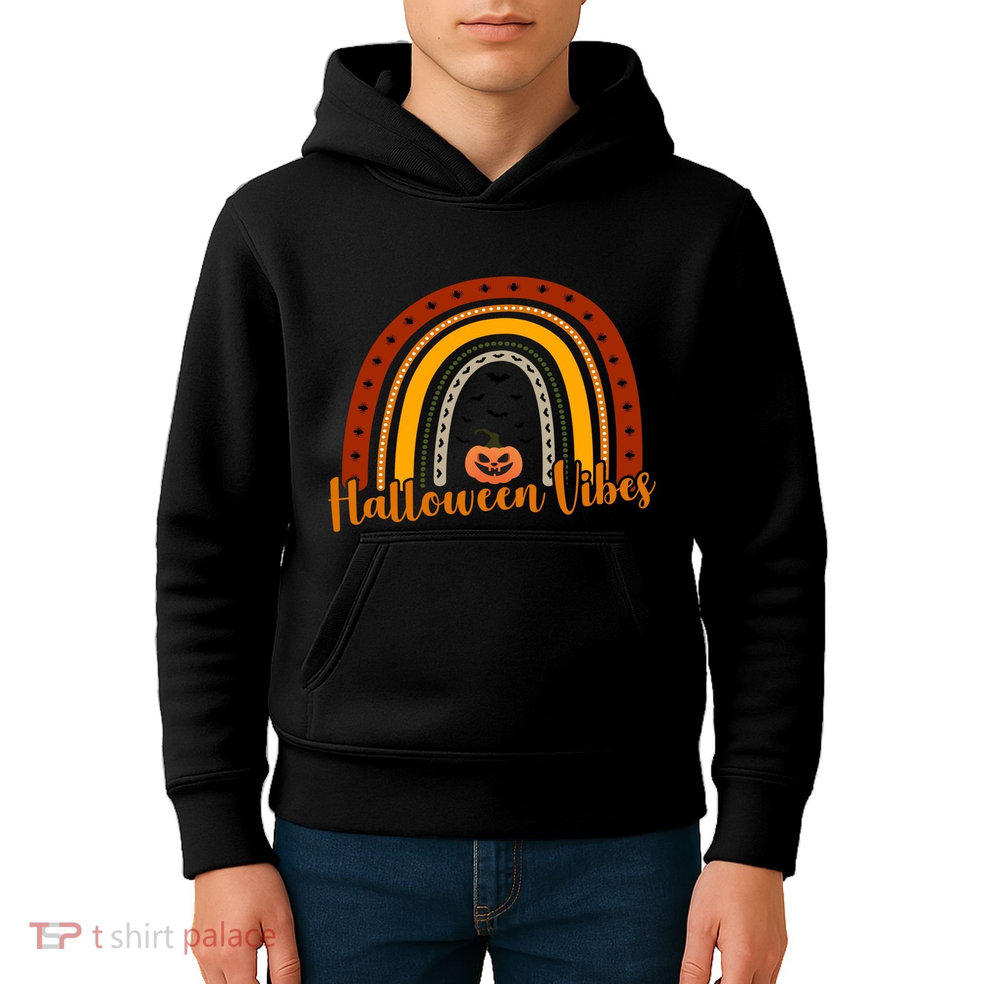 Halloween Vibes Spooky Rainbow Kids Hoodie