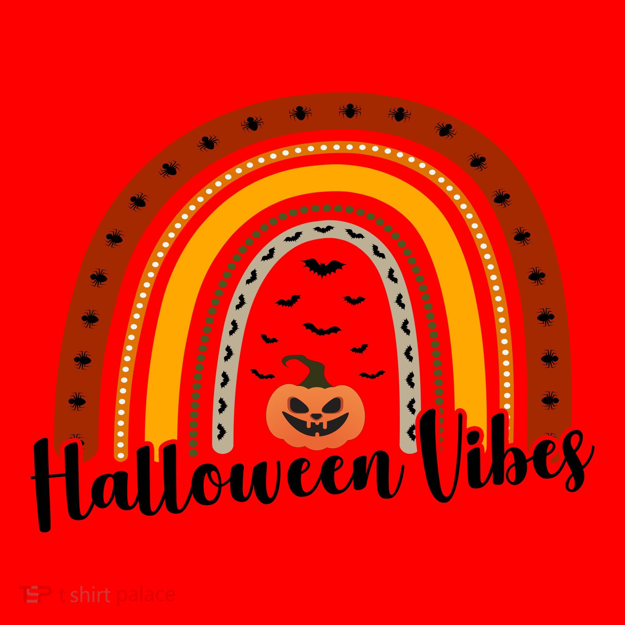 Halloween Vibes Spooky Rainbow Santa Hat