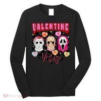 Horror ValentinesRetro Valentine’S Day Valentine Vibes Long Sleeve Shirt thumb 0