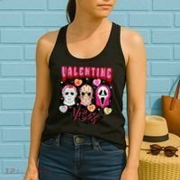Horror ValentinesRetro Valentine’S Day Valentine Vibes Women's Tank Top thumb 2