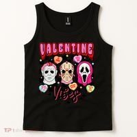 Horror ValentinesRetro Valentine’S Day Valentine Vibes Tank Top thumb 2