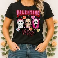 Horror ValentinesRetro Valentine’S Day Valentine Vibes Women's T-Shirt thumb 2