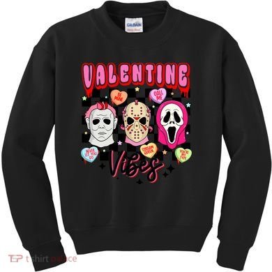 Horror ValentinesRetro Valentine’S Day Valentine Vibes Kids Sweatshirt