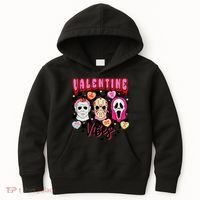 Horror ValentinesRetro Valentine’S Day Valentine Vibes Kids Hoodie thumb 0