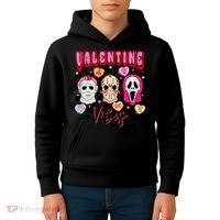 Horror ValentinesRetro Valentine’S Day Valentine Vibes Kids Hoodie thumb 4
