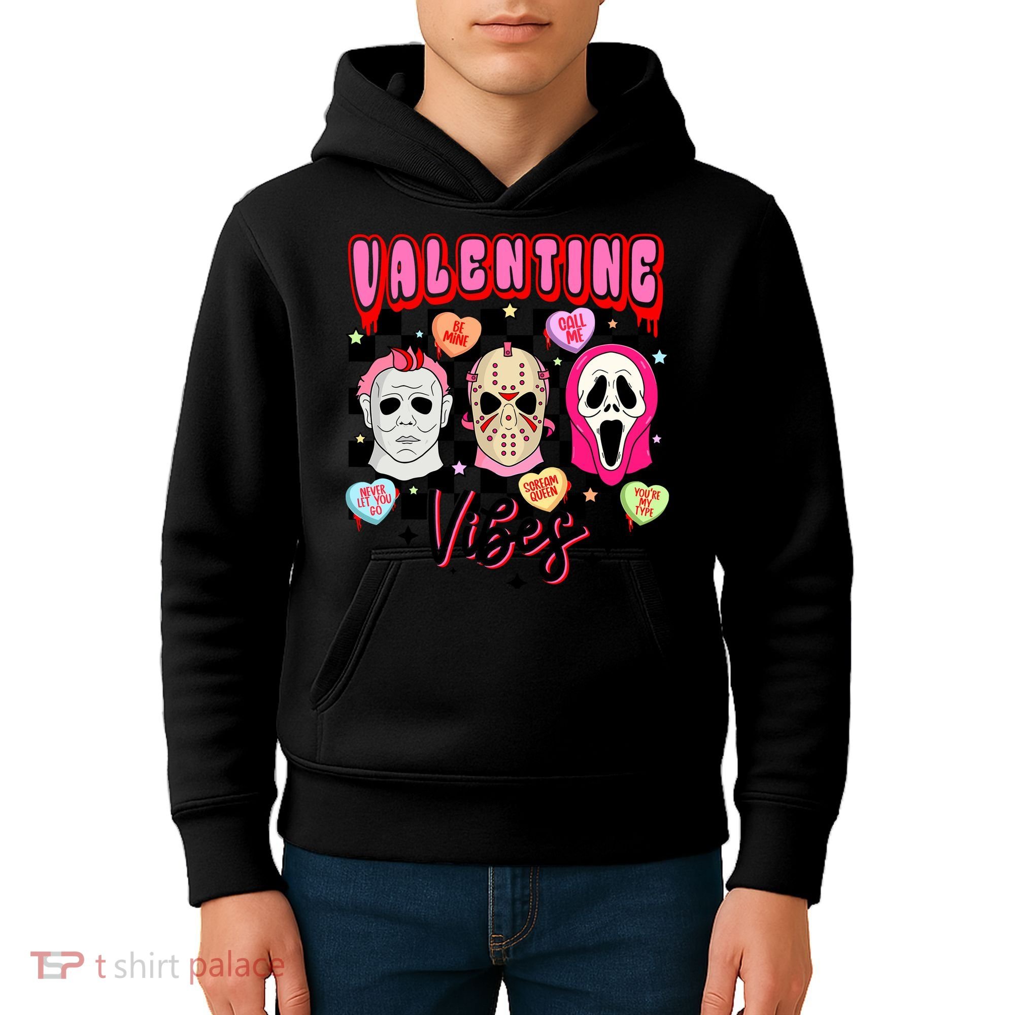 Horror ValentinesRetro Valentine’S Day Valentine Vibes Kids Hoodie
