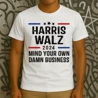 Harris Walz 2024 Mind Your Own Damn Business T-Shirt thumb 3
