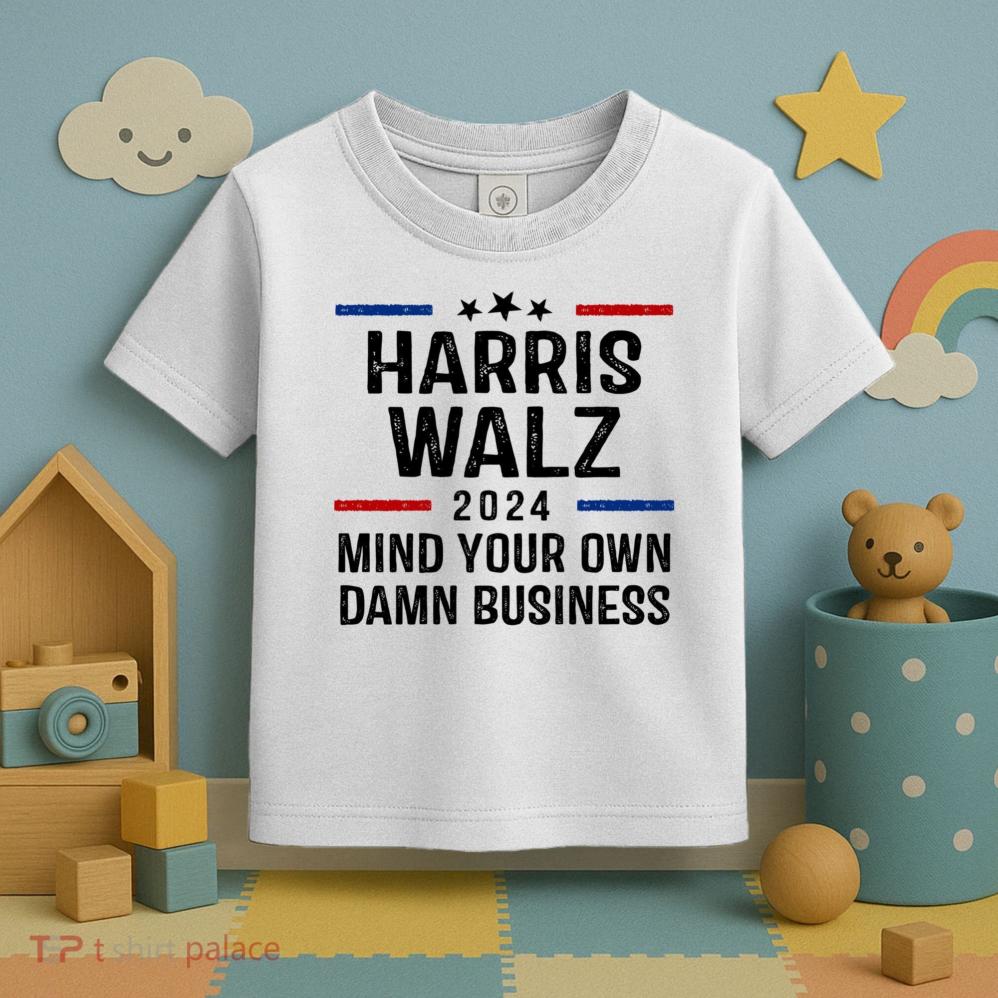 Harris Walz 2024 Mind Your Own Damn Business Toddler T-Shirt