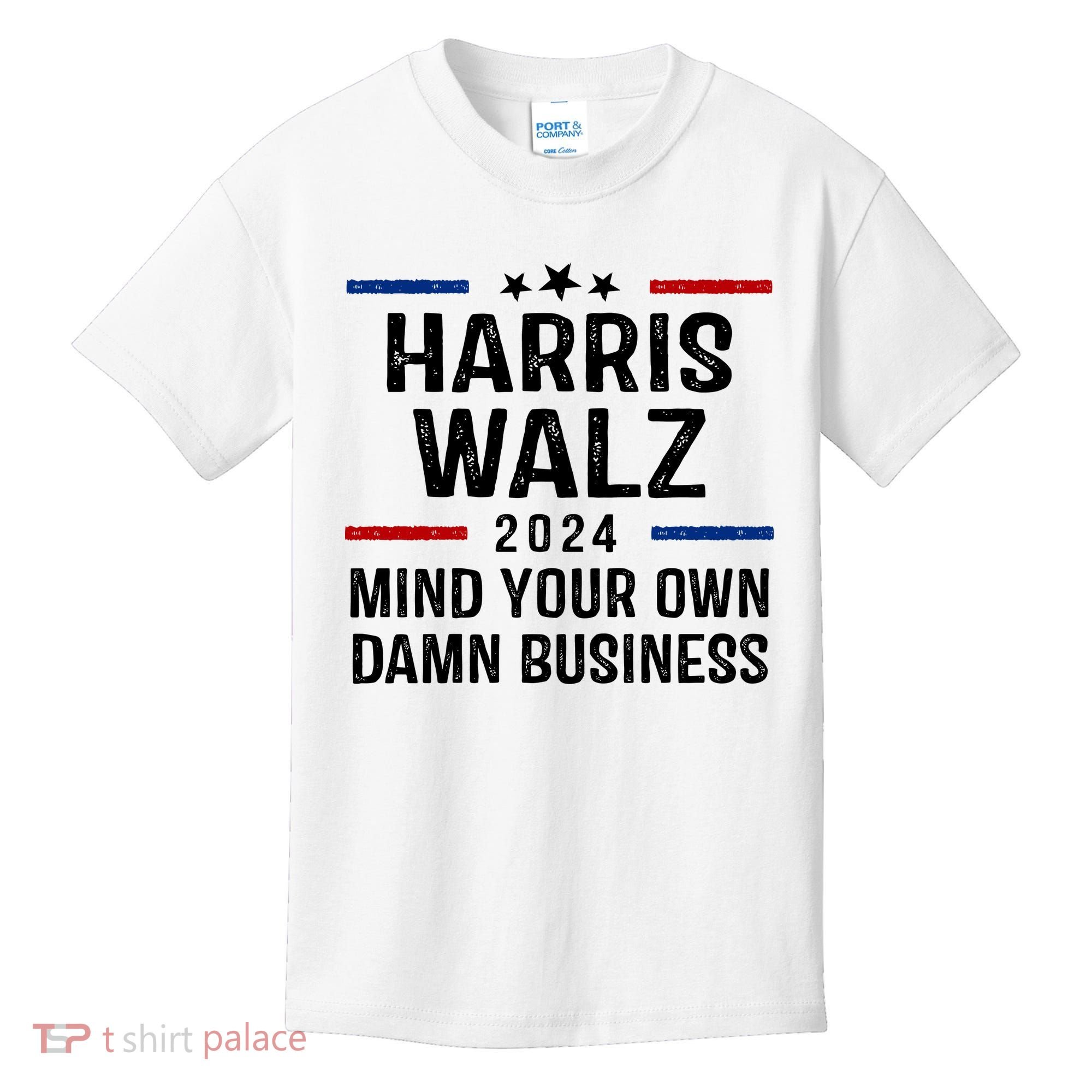Harris Walz 2024 Mind Your Own Damn Business Kids T-Shirt