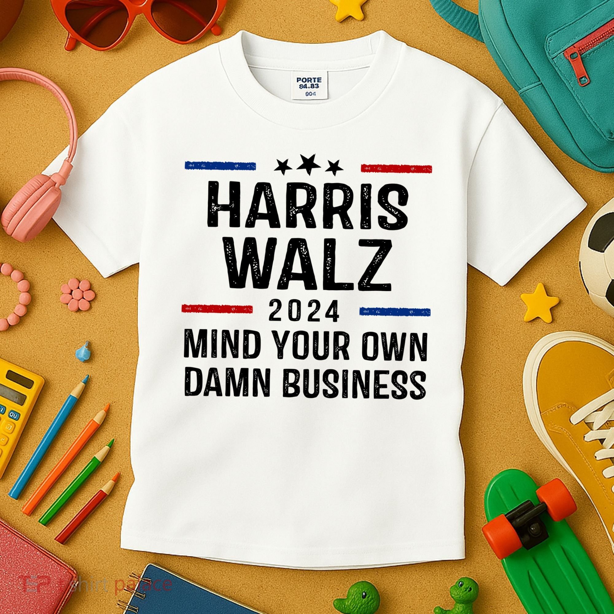 Harris Walz 2024 Mind Your Own Damn Business Kids T-Shirt