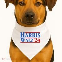 Harris Walz 2024 Kamala Harris Tim Walz For Vp USA-Made Doggie Bandana thumb 1