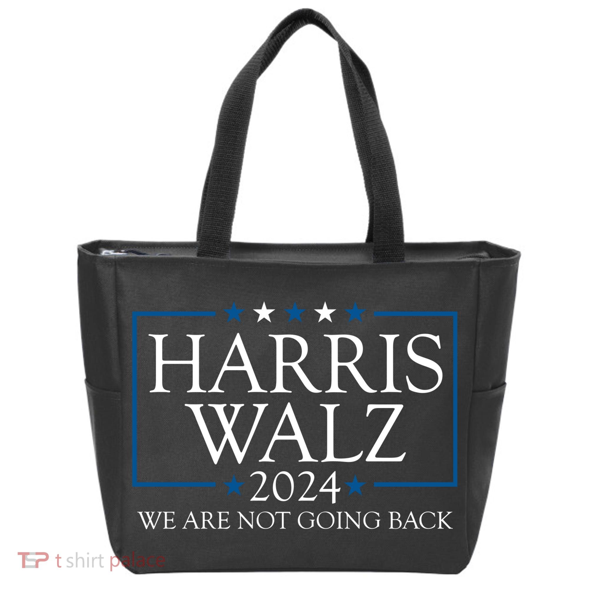 Harris Walz 2024 We Are Not Going Back Election Tote Bag