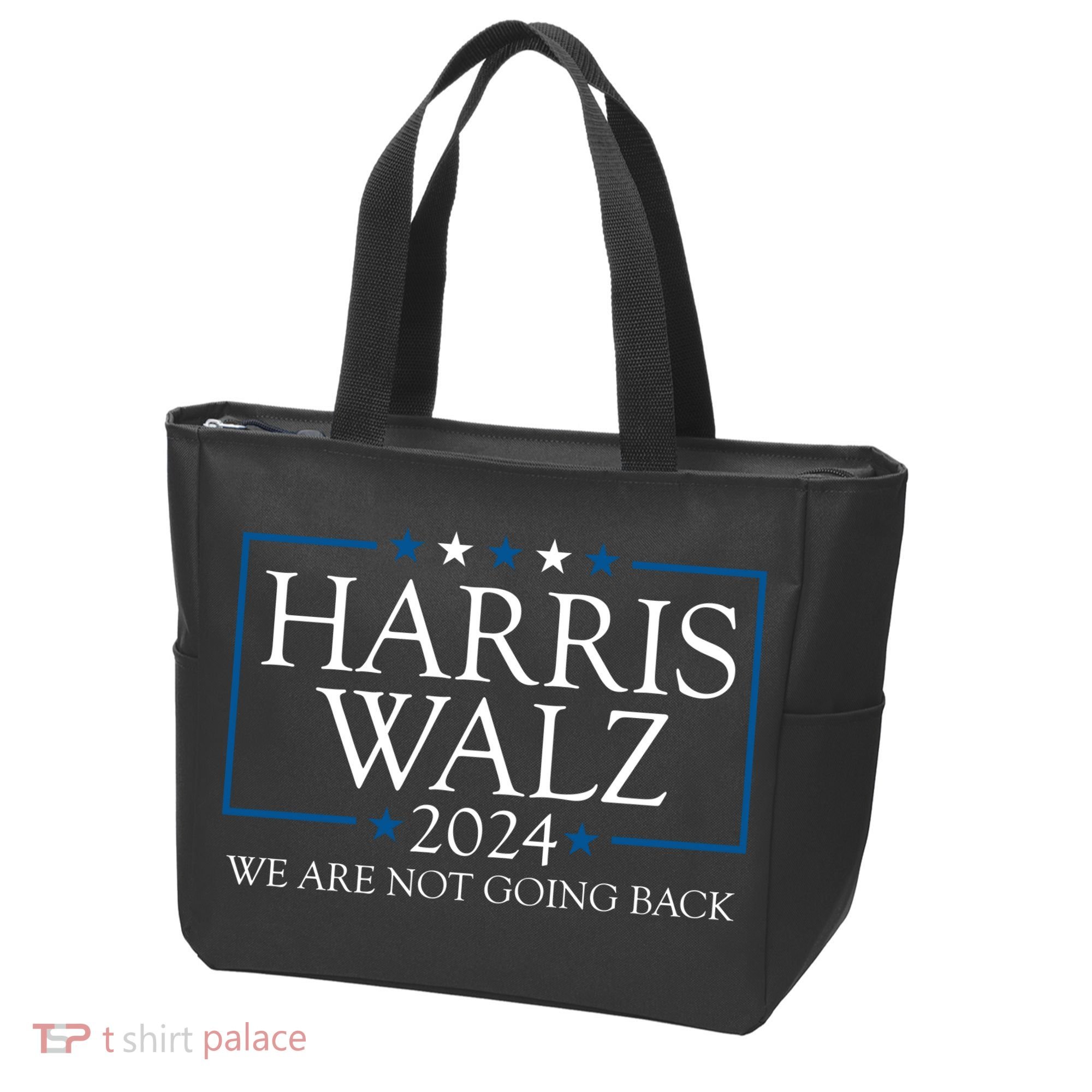 Harris Walz 2024 We Are Not Going Back Election Tote Bag