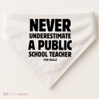 Harris Walz 2024 Never Underestimate A Public School Teacher USA-Made Doggie Bandana thumb 0
