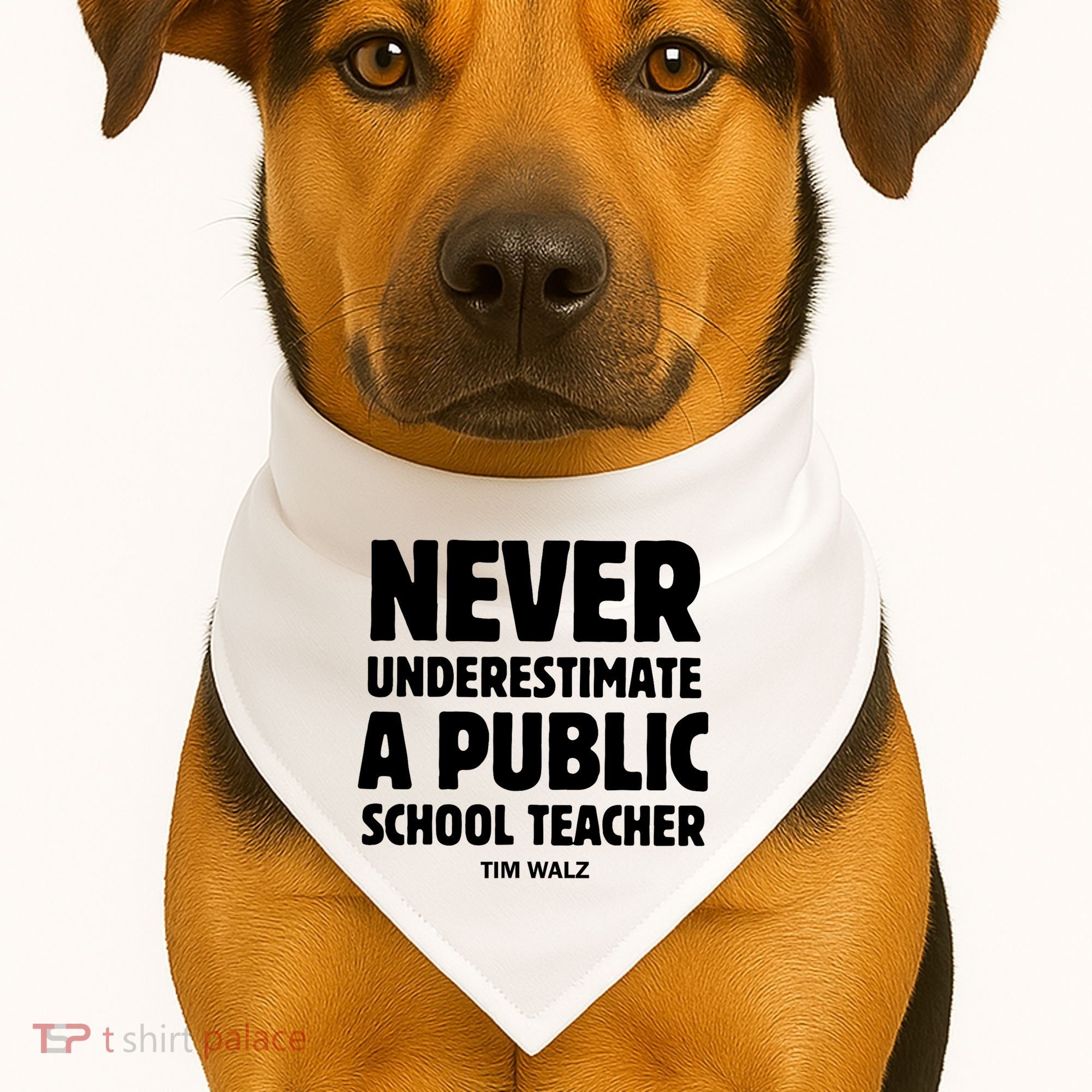 Harris Walz 2024 Never Underestimate A Public School Teacher USA-Made Doggie Bandana