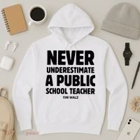 Harris Walz 2024 Never Underestimate A Public School Teacher Hoodie thumb 3